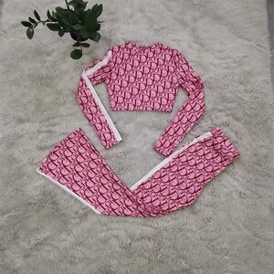 Pink Logo Print Two-Piece Set